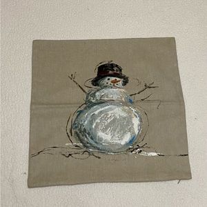 Pottery Barn painted snowman pillow cover 20” x 20”